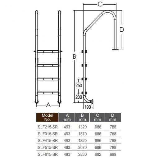 лестница emaux standard slf415-sr (4 ступ.)